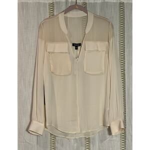 NWT NEW Light Pink Peach Bebe‎ exuberant oversized pocket Blouse Size Small $137